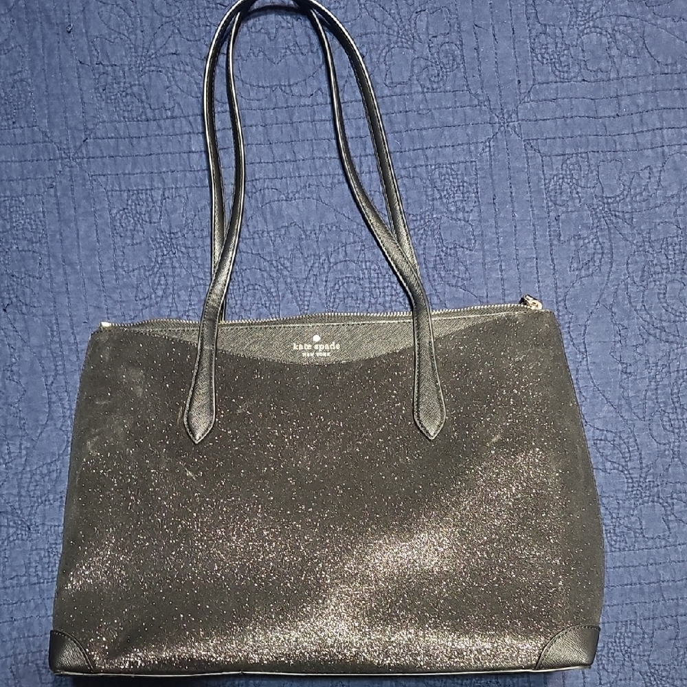 Kate Spade Black Glitter Tote Pristine Condition With COA